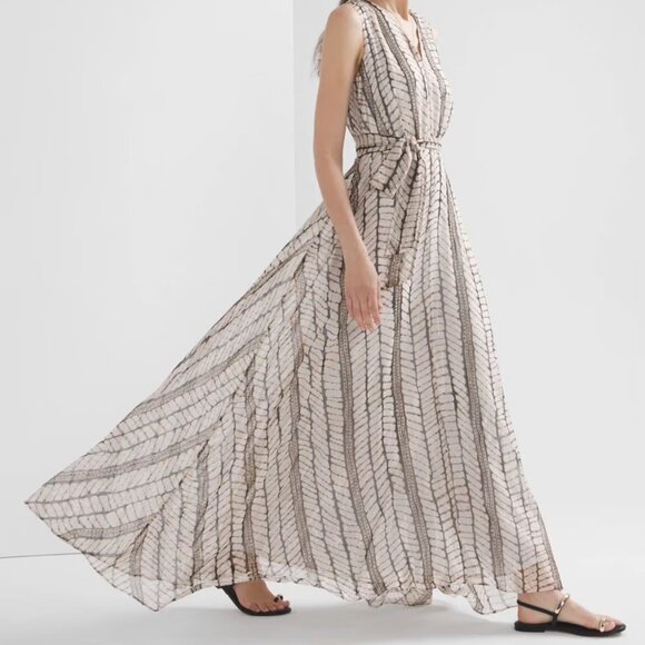 new WHITE HOUSE BLACK MARKET block chevron print maxi dress xs s - Picture 3 of 3